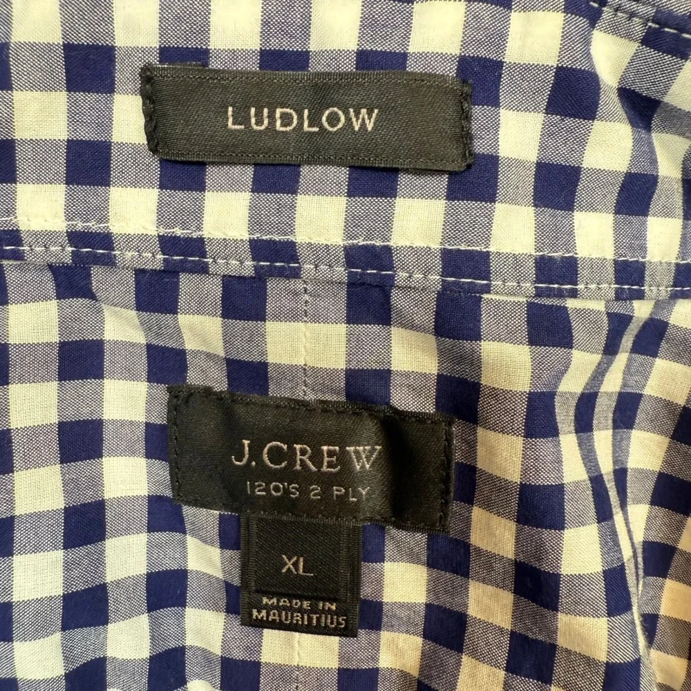 J.Crew Ludlow 120's 2-Ply XL Long Sleeve Gingham Checkered Button Down‎ Shirt